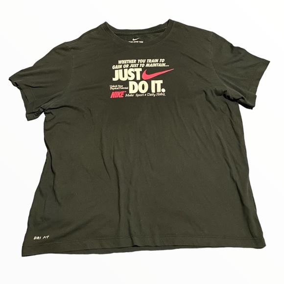 Nike Sz XXL Mens Athletic Cut Dri-Fit Just Do It Short Sleeve Shirt - Picture 1 of 5